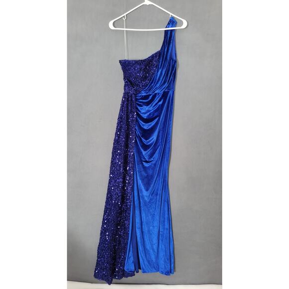 Miss Ord One Shoulder Draped Sequin Evening Gown Prom Dress Small - Picture 2 of 9